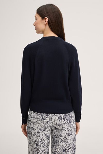 Cardigan mit V-Ausschnitt aus Schurwoll-Seidenmix