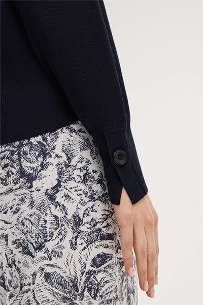 Cardigan mit V-Ausschnitt aus Schurwoll-Seidenmix