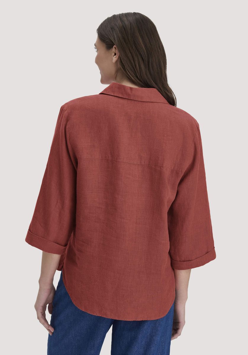 Relaxte Leinenbluse mit V-Ausschnitt
