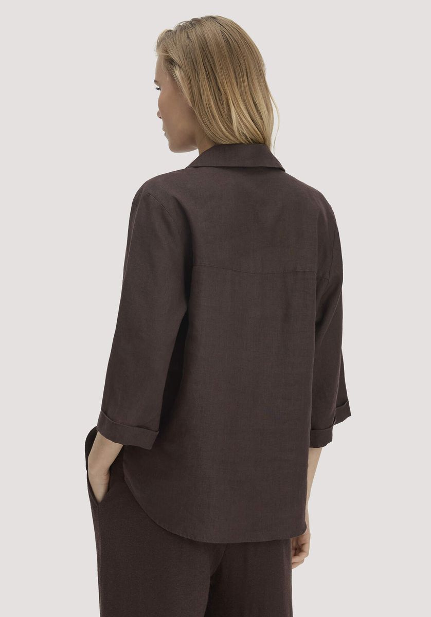 Relaxte Leinenbluse mit V-Ausschnitt