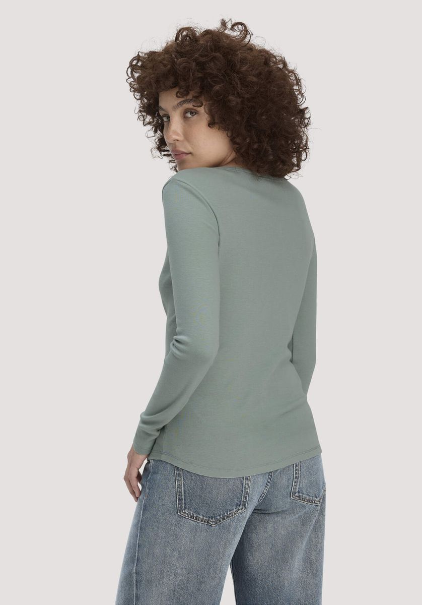 Weich Geripptes Henley-Langarmshirt