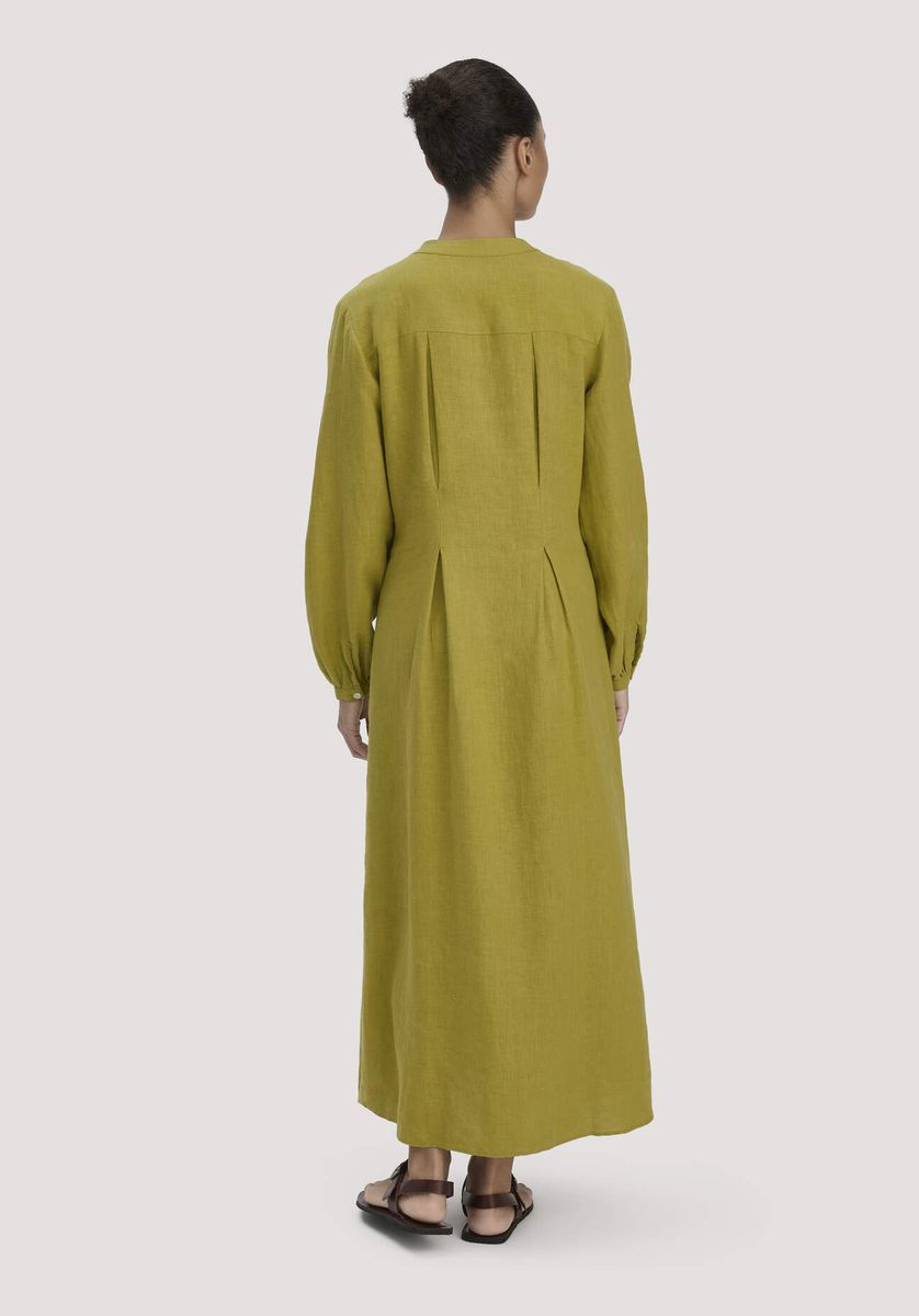 Tailliertes Maxi-Hemdblusenkleid aus Leinenmix
