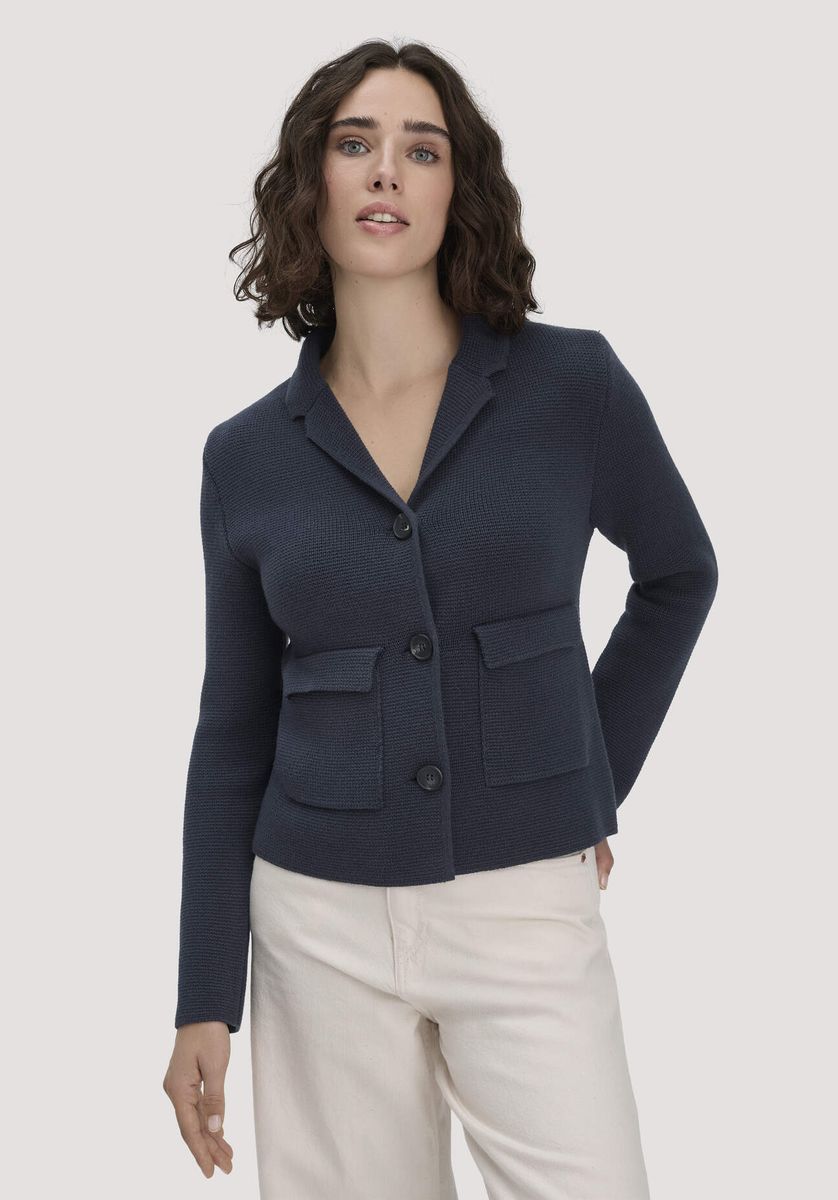 Strukturierter Strickblazer mit Pattentaschen
