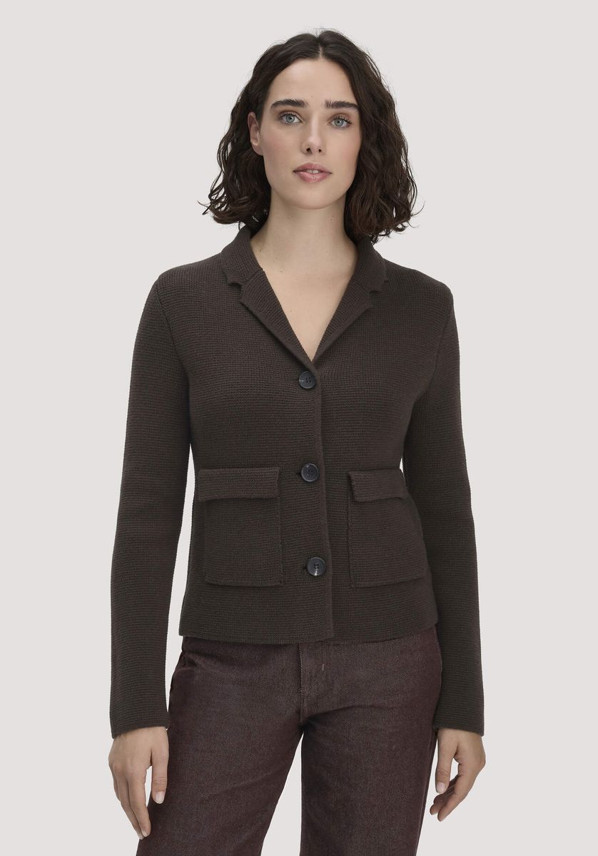 Strukturierter Strickblazer aus Baumwoll-Mix