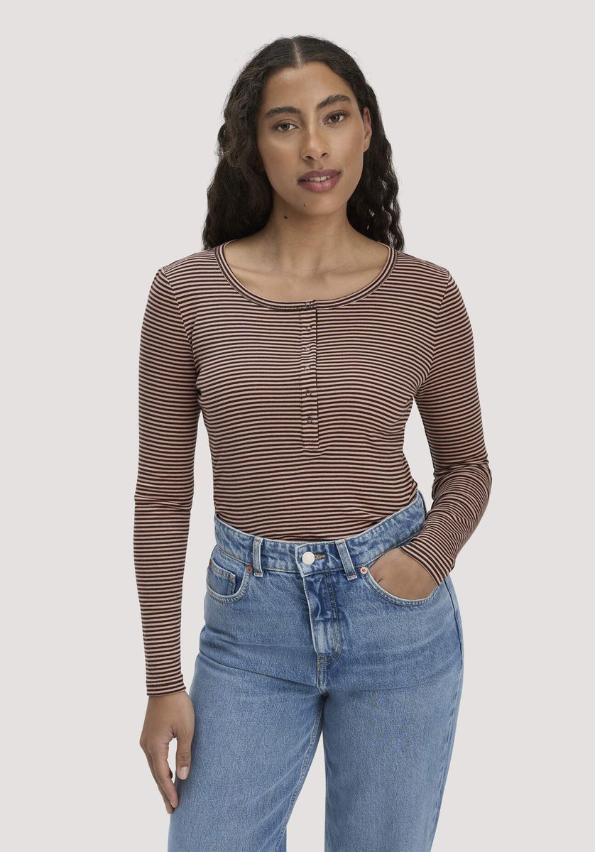 Gestreiftes Henley Ripp-Longsleeve Shirt