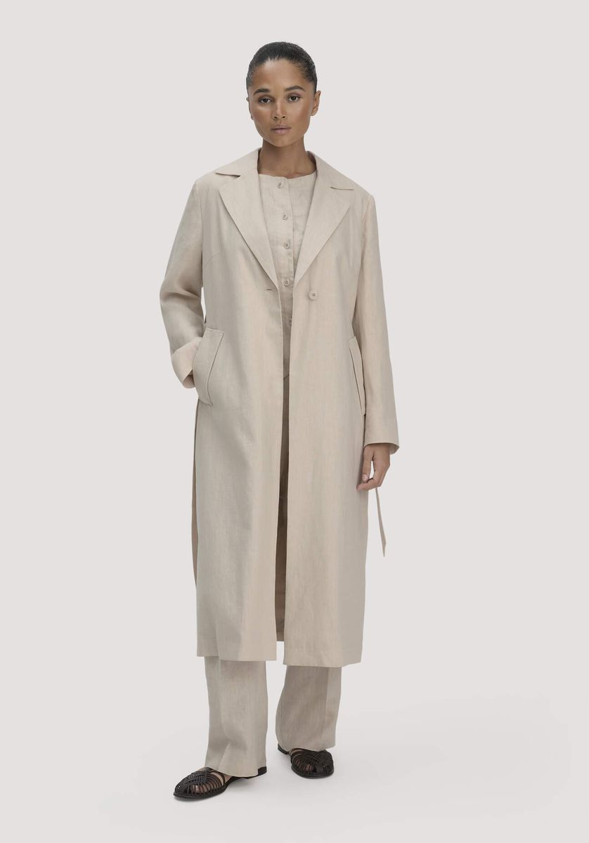 Leichter Trenchcoat aus Leinen mit Bindegürtel