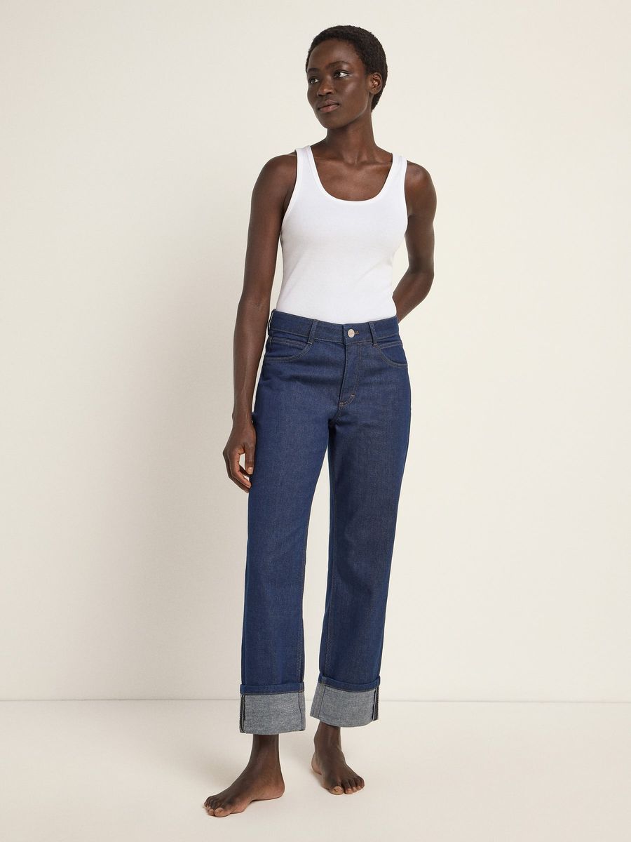 Straight-Leg-Jeans mit Aufschlag