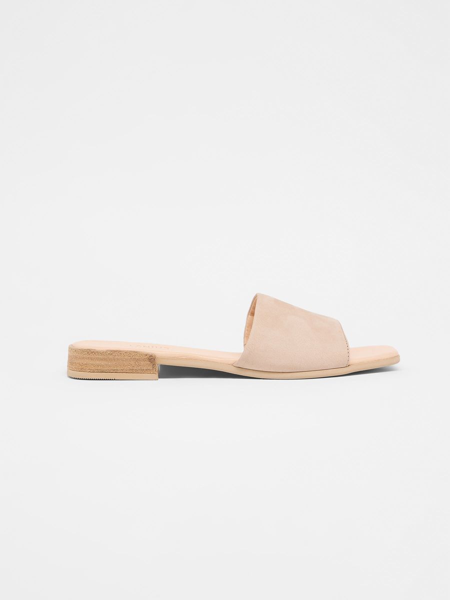 Minimalistische Square-Toe Leder-Pantoletten