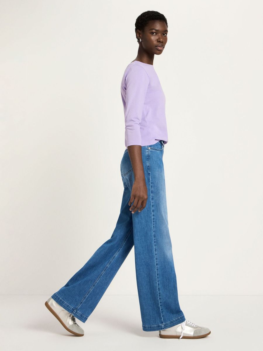 High-Waisted Marlene-Jeans mit weitem Bein