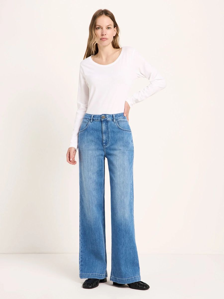High-Waisted Marlene-Jeans mit weitem Bein