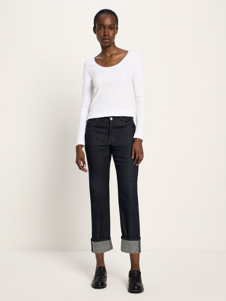 Straight-Leg-Jeans mit breitem Aufschlag