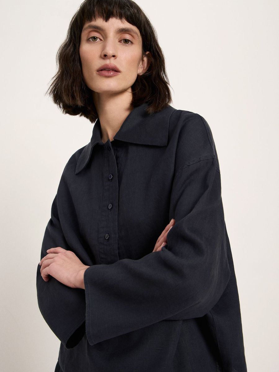 Oversize-Bluse aus Bio-Leinen
