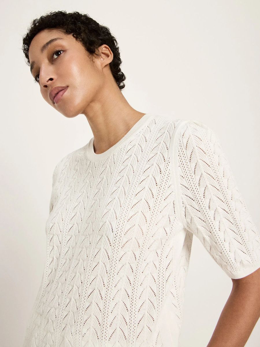 Kurzarm-Stricktop mit Lochmuster