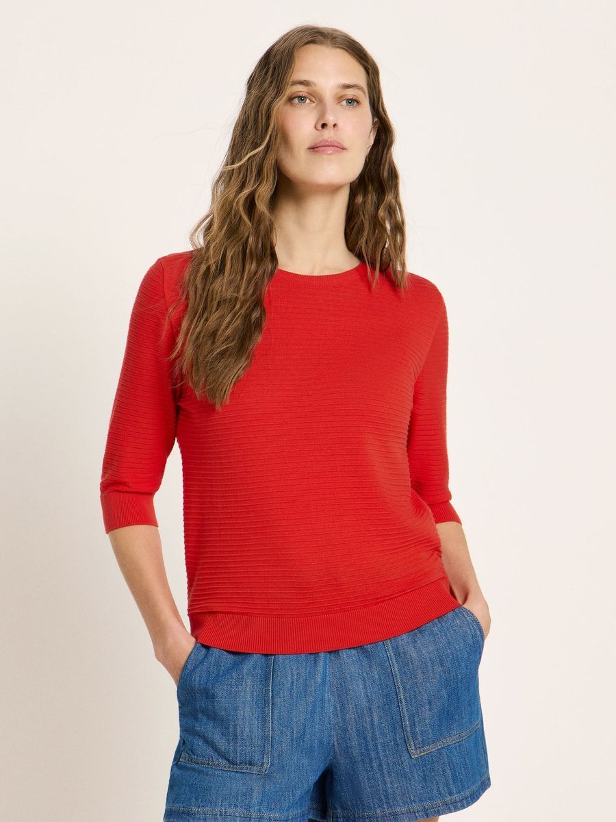 Gerippter Kurzarmpullover aus Bio-Baumwolle