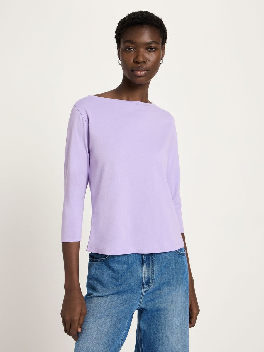 U-Boot-Ausschnitt Shirt mit 3/4-Arm