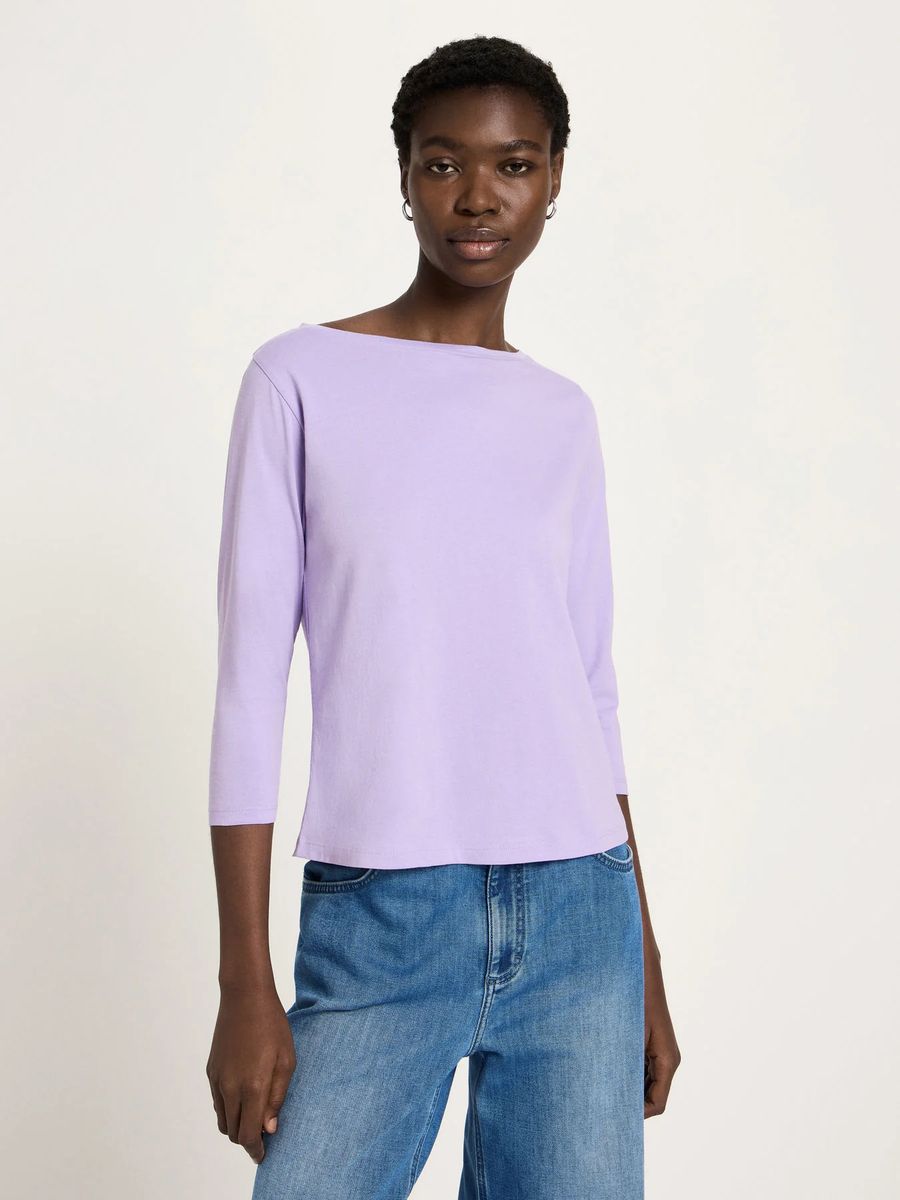 U-Boot-Ausschnitt Shirt mit 3/4-Arm