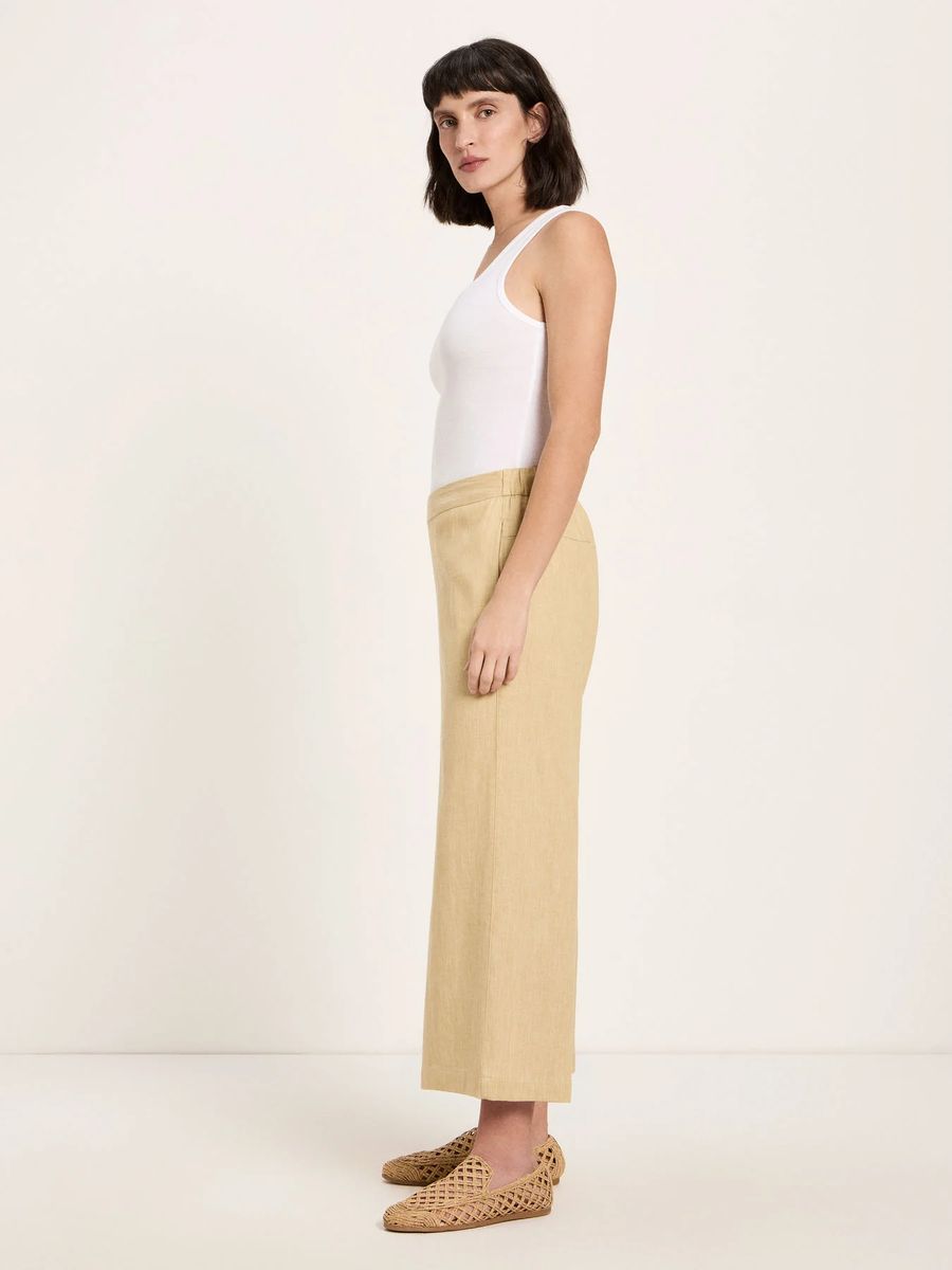 Linen-Mix Culotte mit weitem Bein
