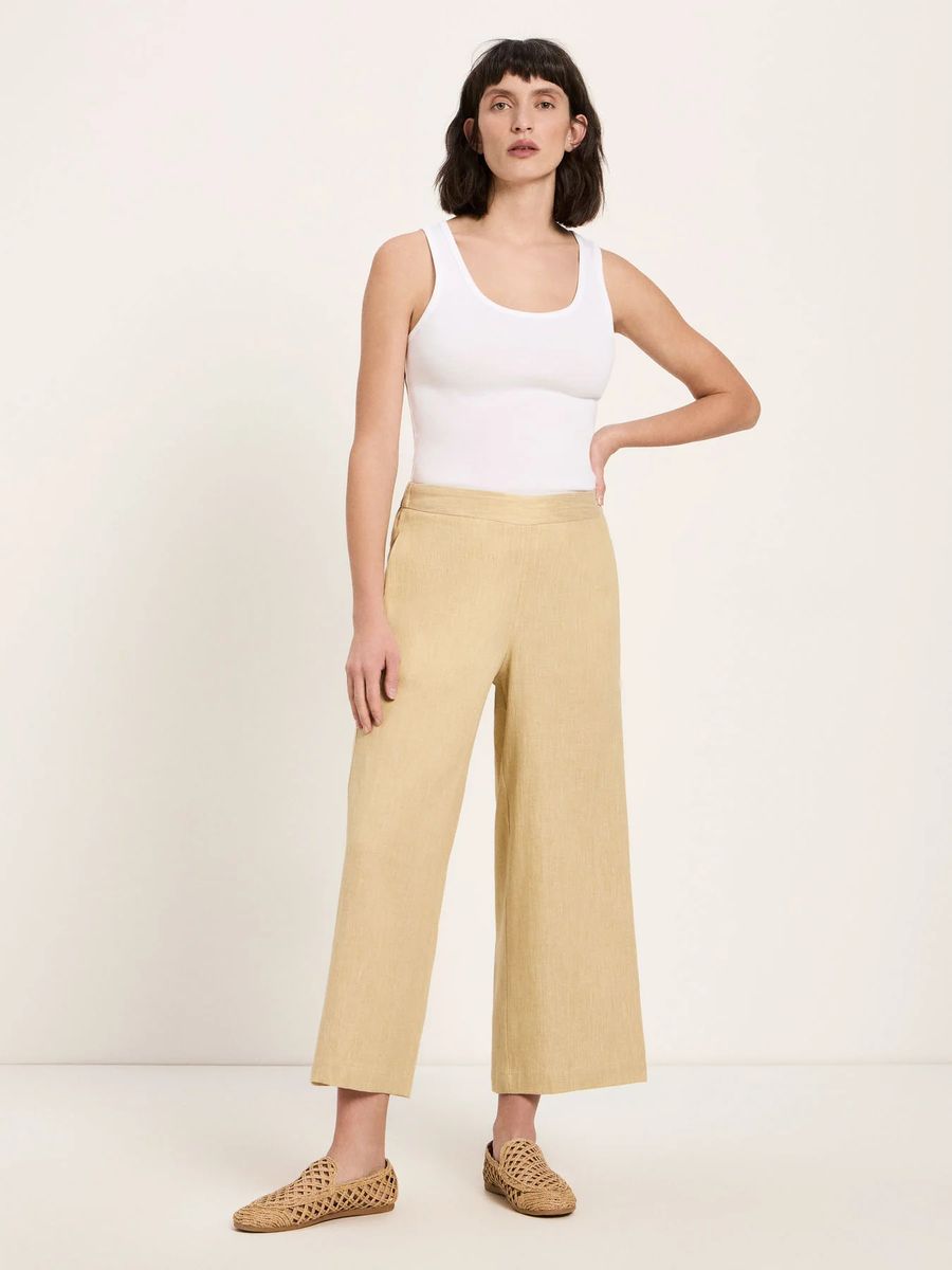 Linen-Mix Culotte mit weitem Bein