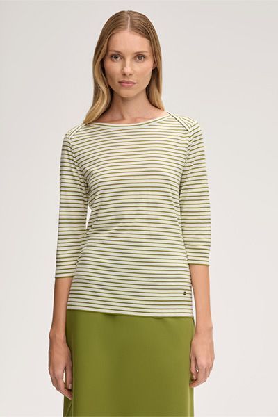 Gestreiftes Shirt mit U-Boot-Ausschnitt