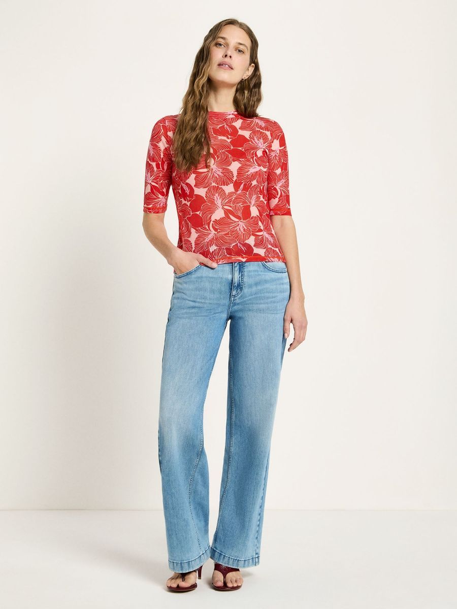 Florales Shirt mit Stehkragen und 3/4-Arm
