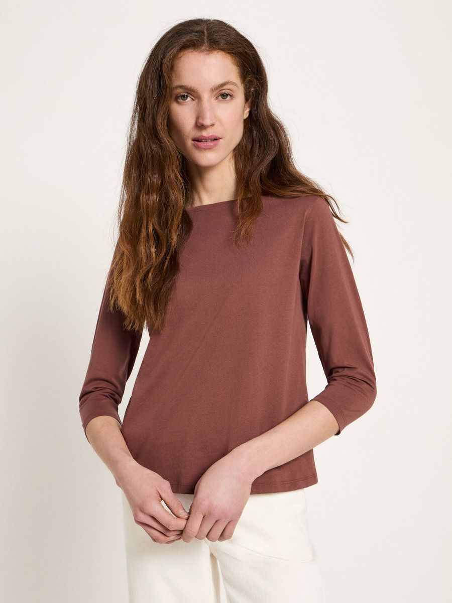 Shirt mit U-Boot-Ausschnitt und Dreiviertelarm