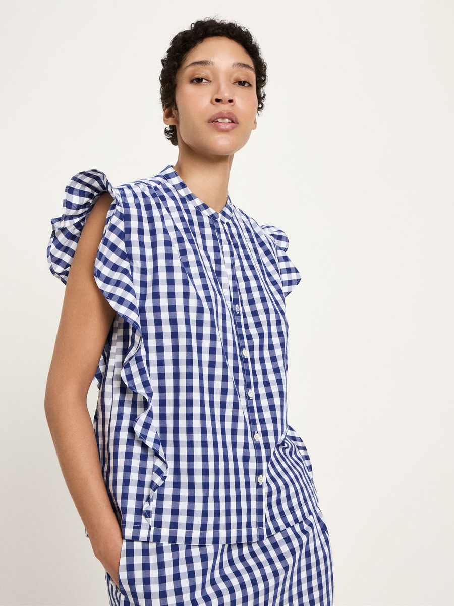 Bluse mit Vichy-Karo und Volants