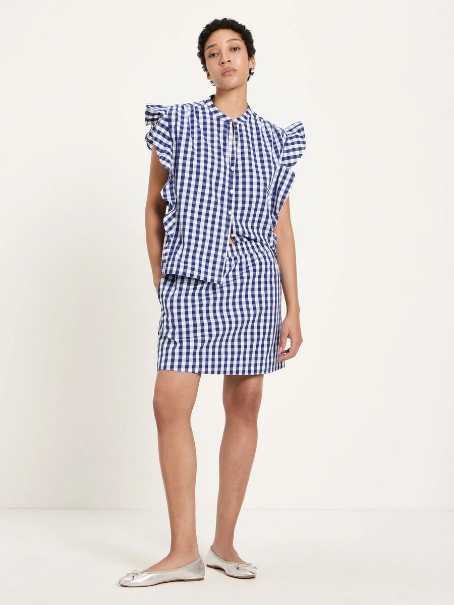 Bluse mit Vichy-Karo und Volants