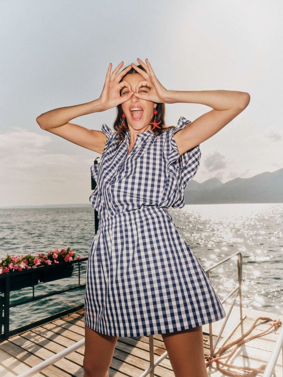 Bluse mit Vichy-Karo und Volants