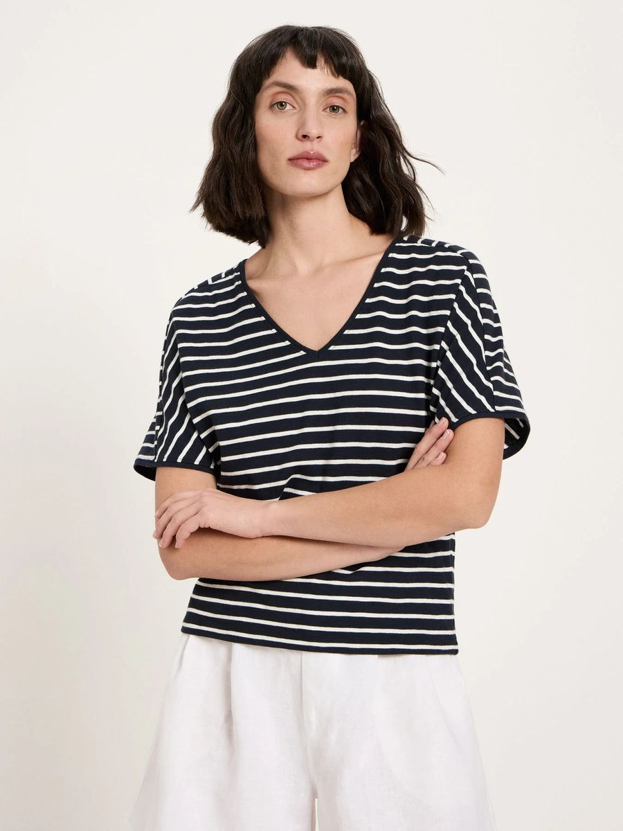 Locker gestreiftes Bio-Baumwoll-Shirt