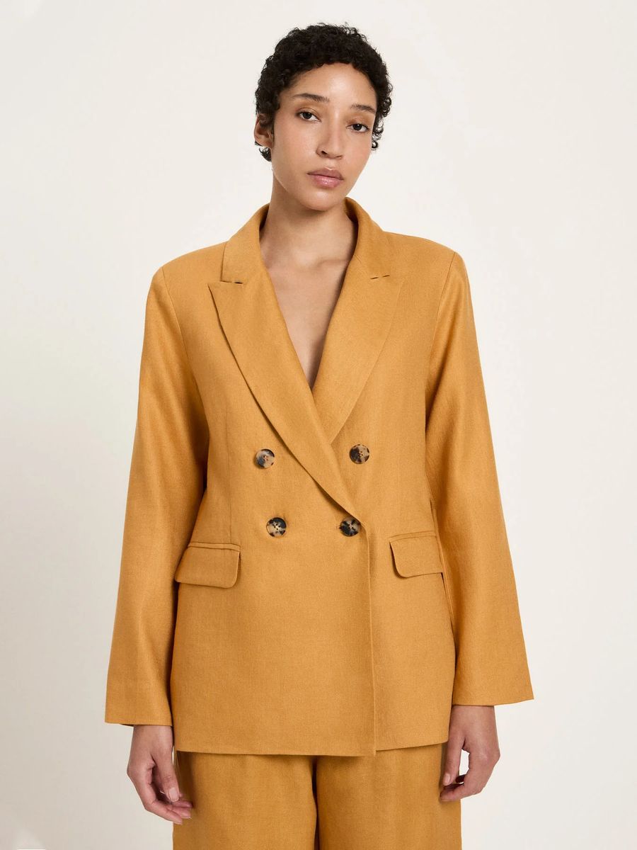 Zweireihiger Bio-Leinen-Blazer