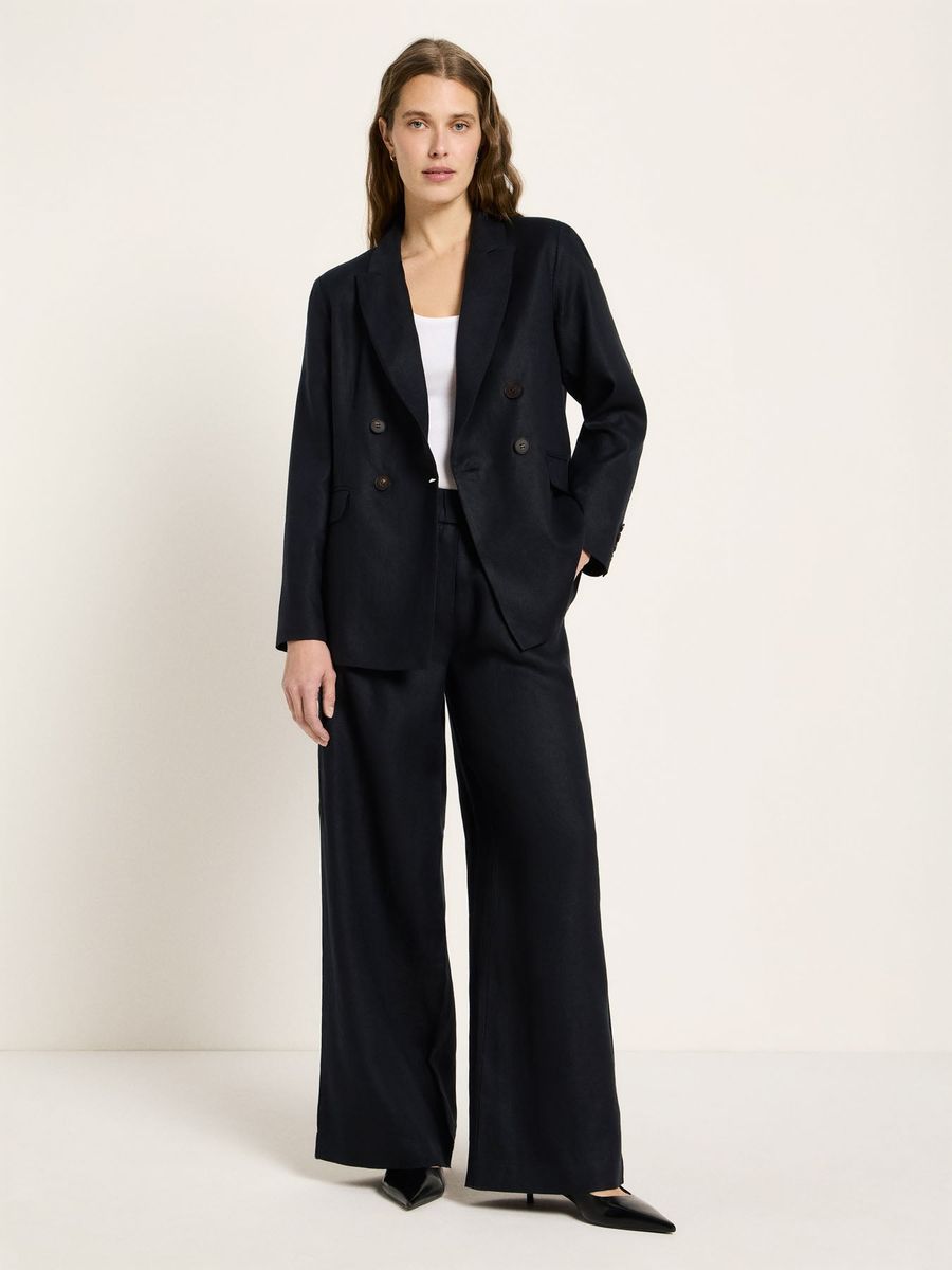 Fließende Bio-Leinenhose mit weitem Bein