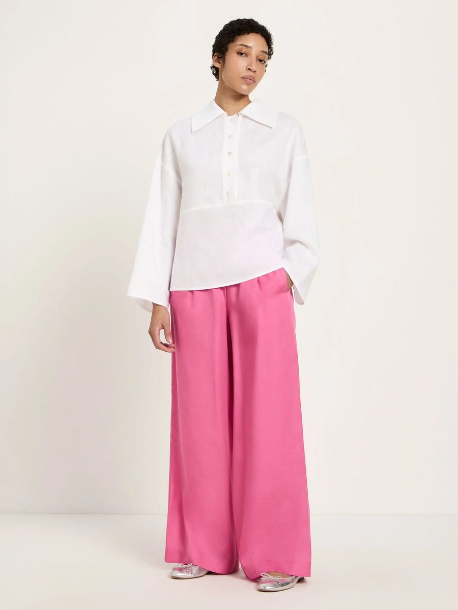 Oversize-Polobluse aus Bio-Leinen