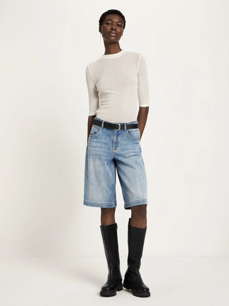 Lockere Denim-Bermuda mit mittelhohem Bund