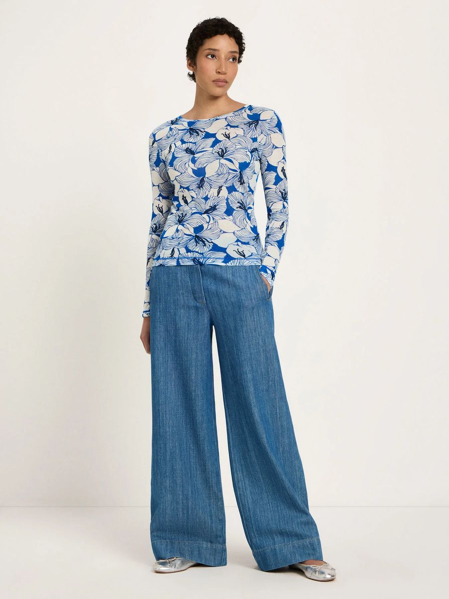 Langarmshirt aus Lyocell mit Blumenmuster