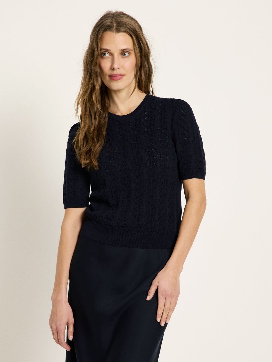 Kurzarm-Strickpullover mit Ajourmuster