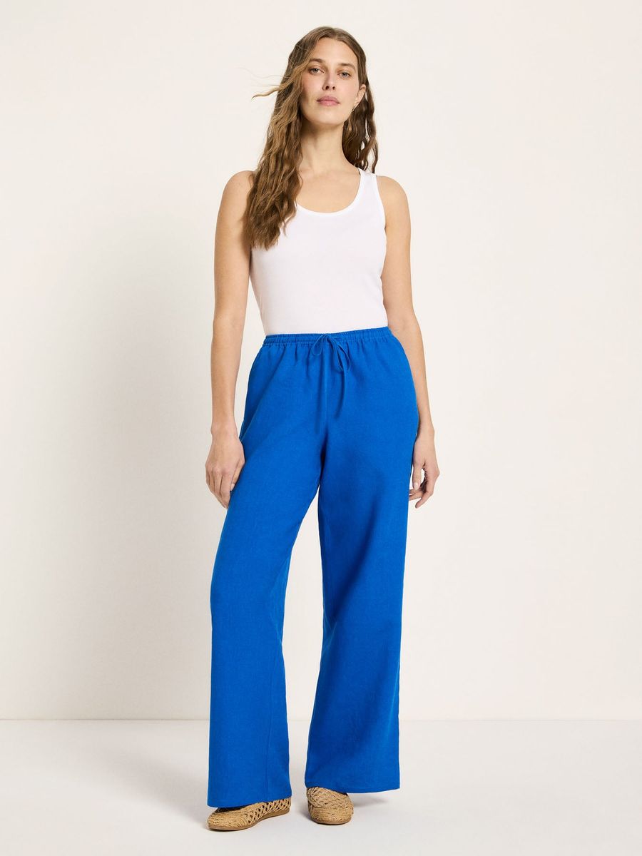 Weite Leinenhose mit Tunnelzug