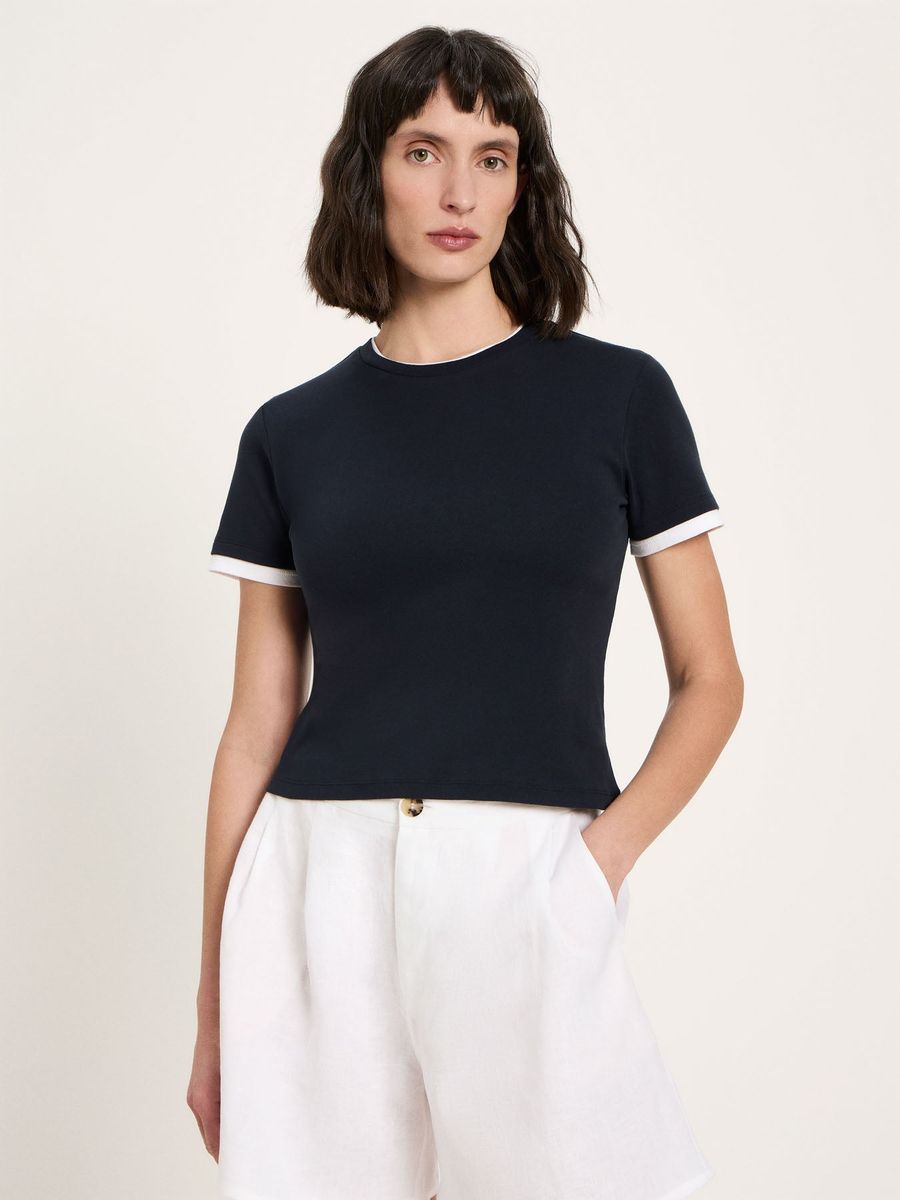 Bio-Baumwollshirt mit Kontrastkanten
