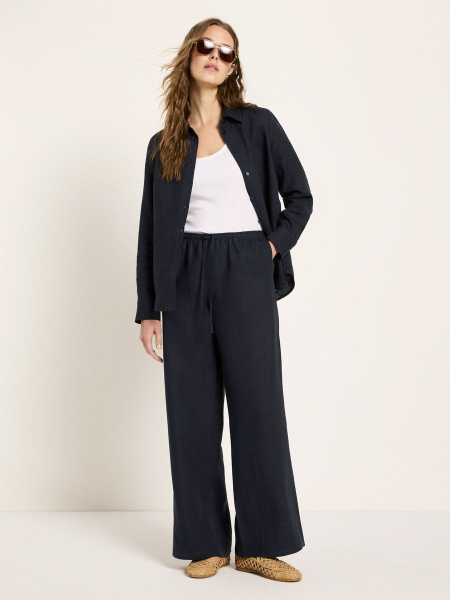 Entspannte Bio-Leinenhose mit weitem Bein