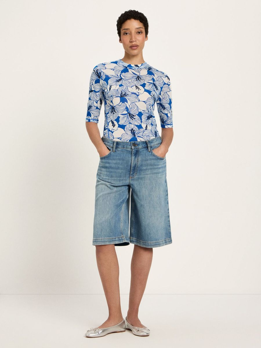 Stehkragen-Top mit Blumenprint