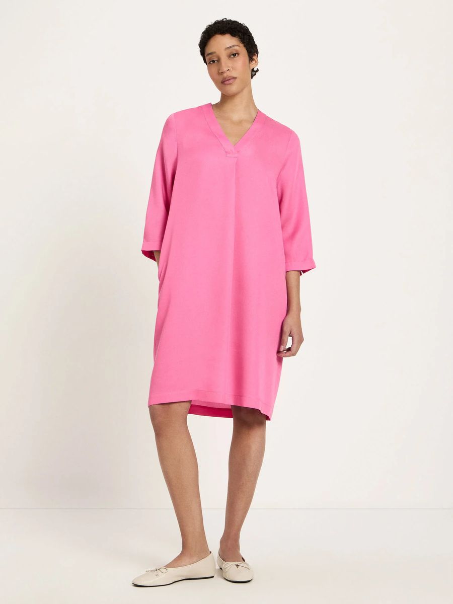 Fließendes Tencel-Kleid mit V-Ausschnitt