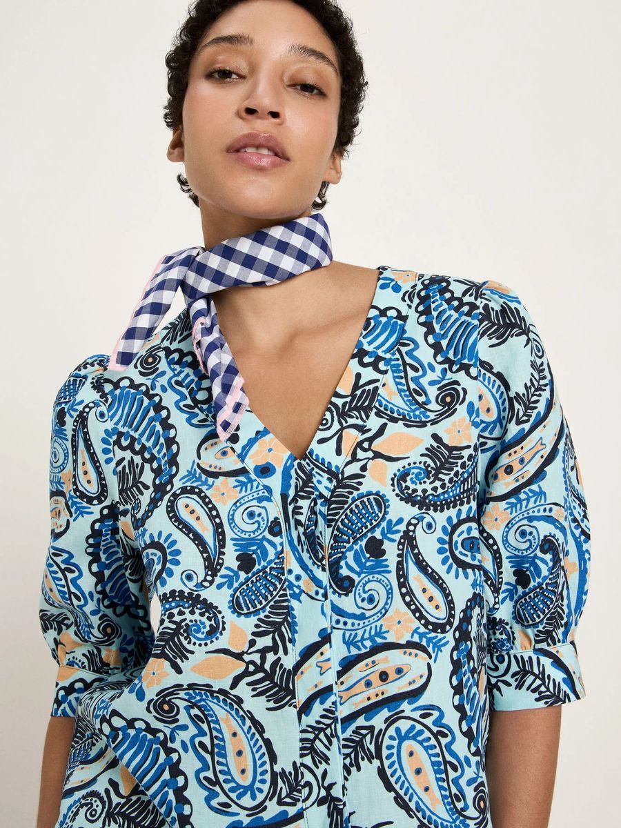 Paisley-Print Bluse aus Bio-Leinen