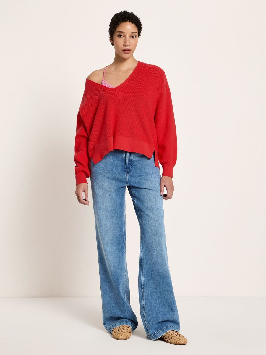 V-Ausschnitt-Pullover aus Bio-Baumwolle