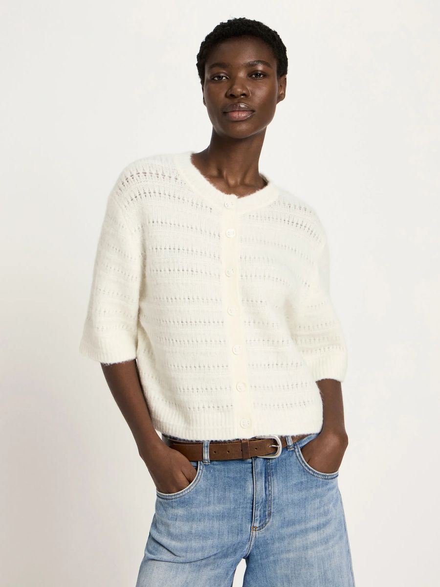 Kurz geschnittene Ajour-Strickjacke