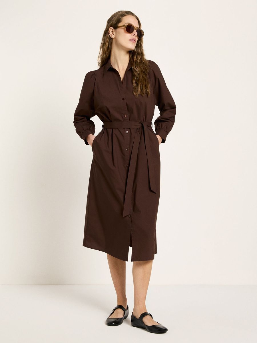 Midi-Kleid aus Bio-Baumwolle mit Raffung