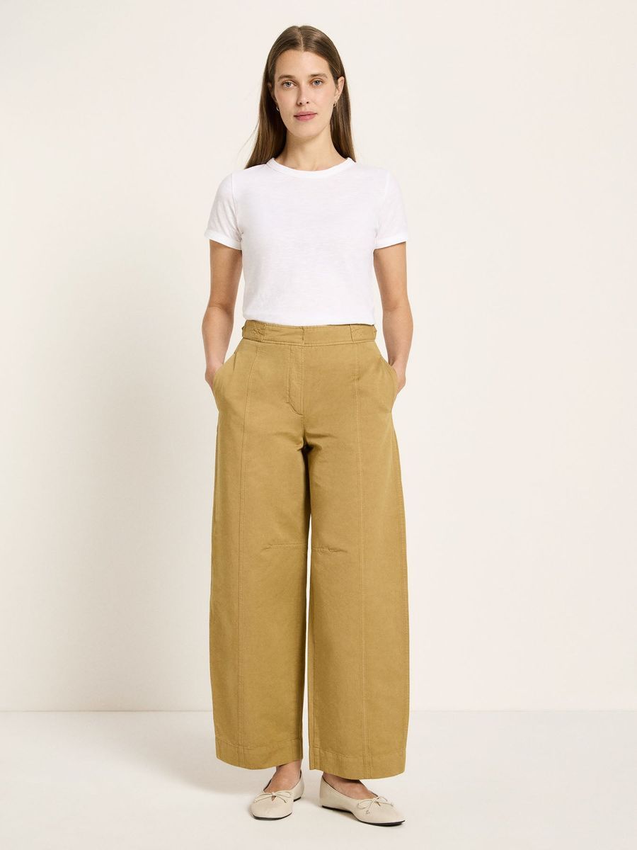 Baumwoll-Leinen Hose mit Barrel Leg