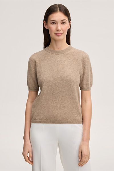 Kurzarm-Strickshirt aus reinem Kaschmir