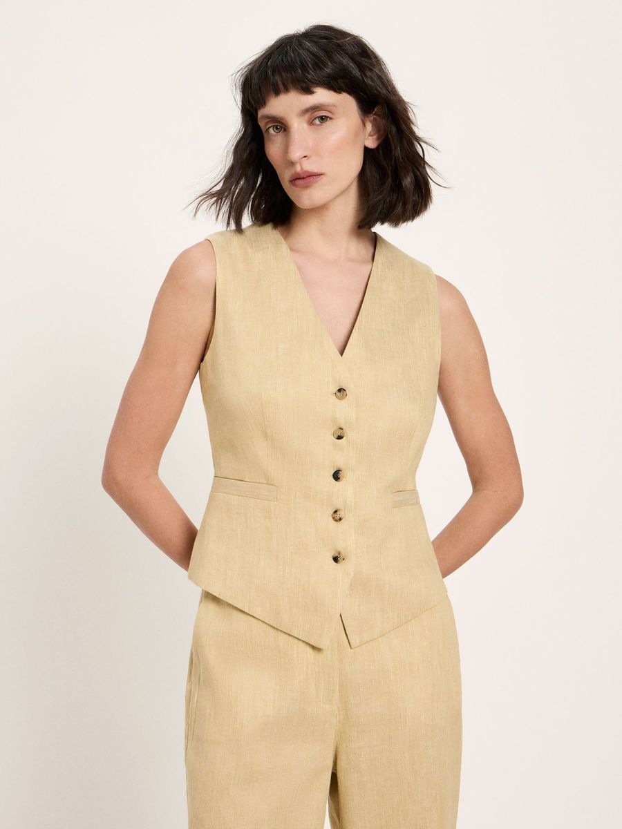 Minimalistische Weste aus Leinenmix