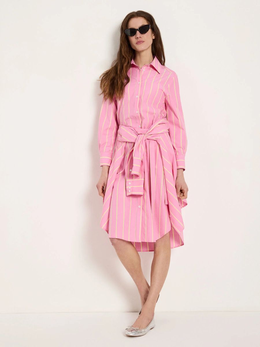Gestreiftes Hemdblusenkleid aus Bio-Baumwolle