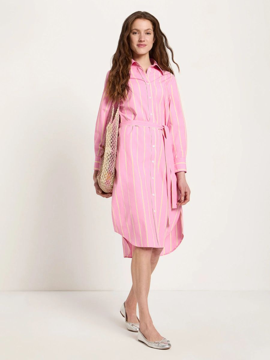 Gestreiftes Hemdblusenkleid aus Bio-Baumwolle