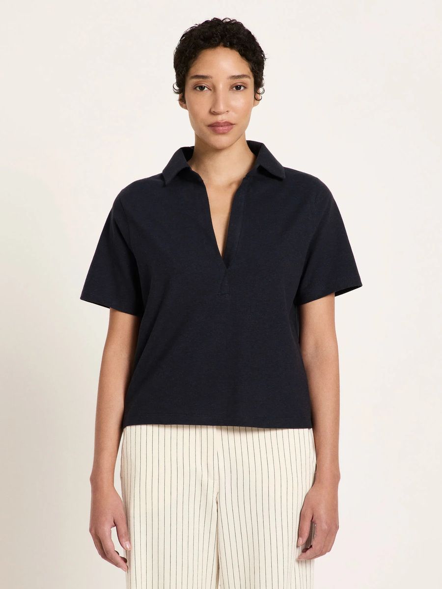 Lässiges Hanf-Baumwolle Polo-Shirt